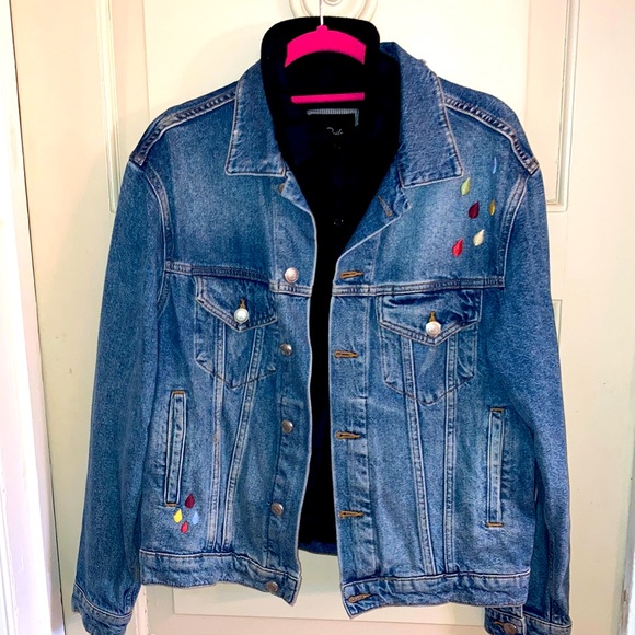 ZARA sz S SUPER RARE Denim miss you jacket unicorns rocket ship drops ice cream! - Picture 4 of 6